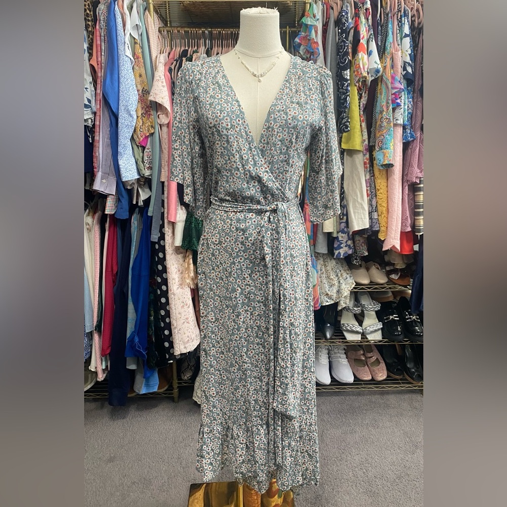 Just for you Green and White Wrap Dress